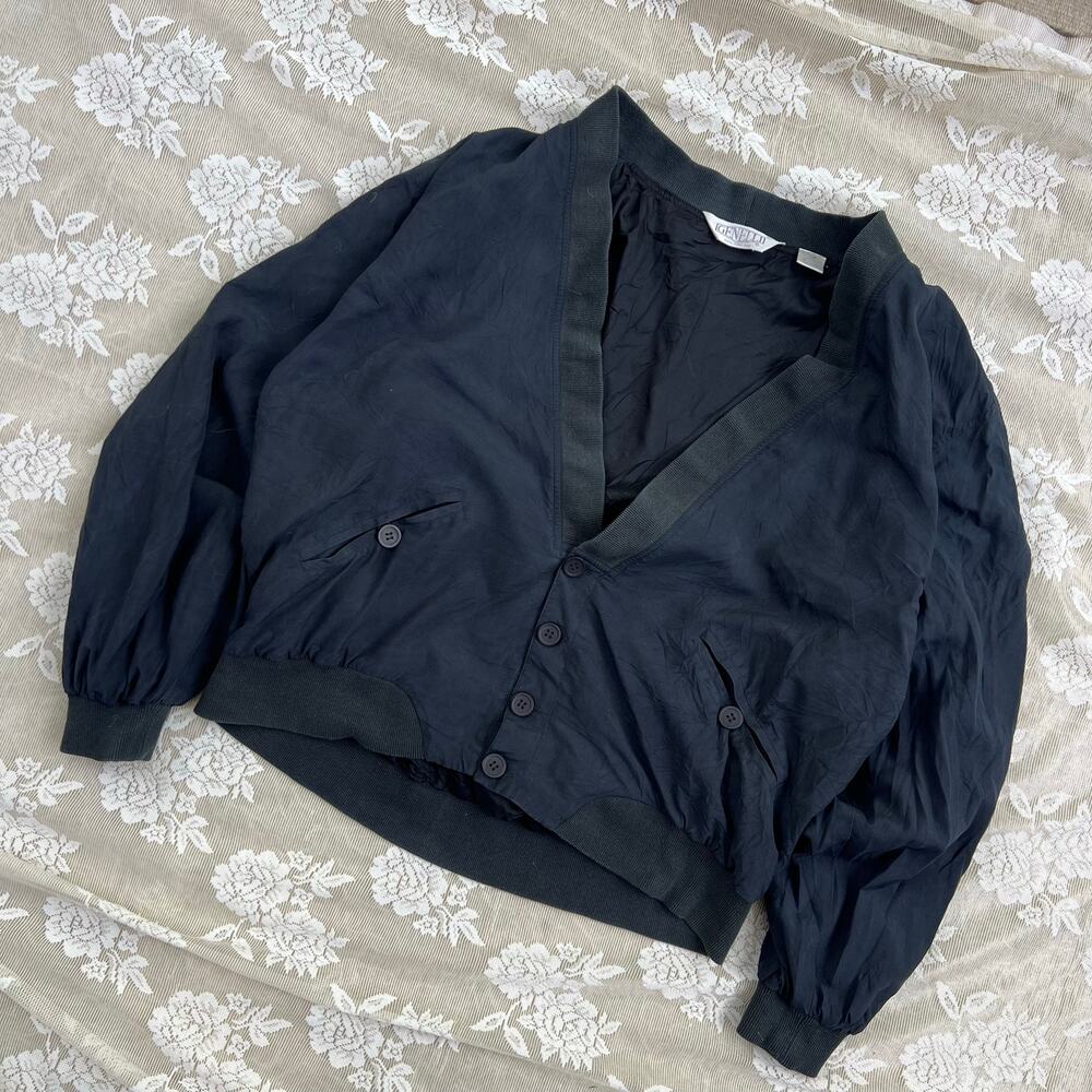 Vintage Genelli 100% Pure Silk Cardigan Jacket – Size XL